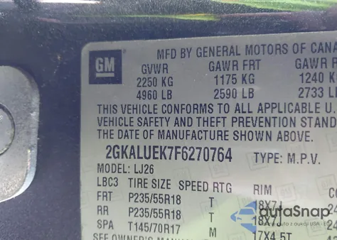 2015 GMC Terrain Denali z USA, uszkodzony, nr VIN 2GKALUEK7F6270764